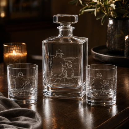 Custom Photo Gift For Dad Whiskey Decanter Set | Personalized Gift For Dad | Father's Day Gifts