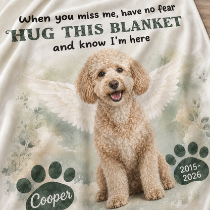 Custom Photo I'm Here Dog Memorial Blanket | Personalized Dog Lovers Gifts | Gift For Dog Lovers TOM99