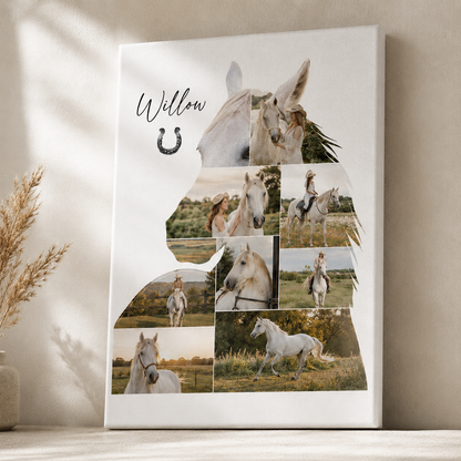 Custom Photo Horse Memories Wall Art Canvas | Personalized Horse Photo Canvas | Gift For Horse Lovers TOM99