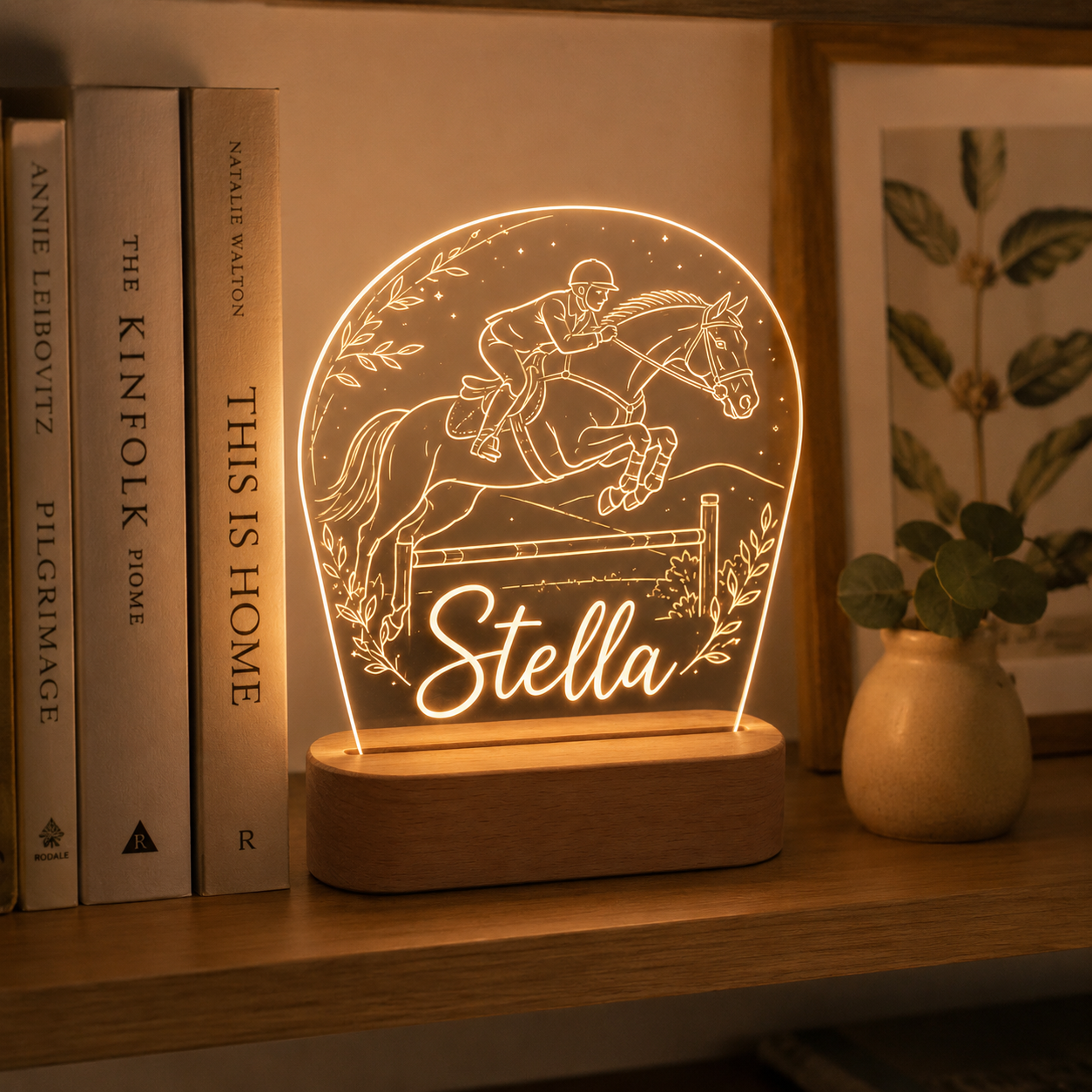 Custom Photo True Horse Wooden Led Light | Personalized Horse Photo Wooden Led Light | Gift For Horse Lovers TOM99