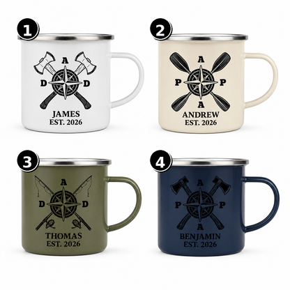Personalized Dad Camp Mug 12oz, Custom Dad Enamel Cup, Gift For Dad TOM99