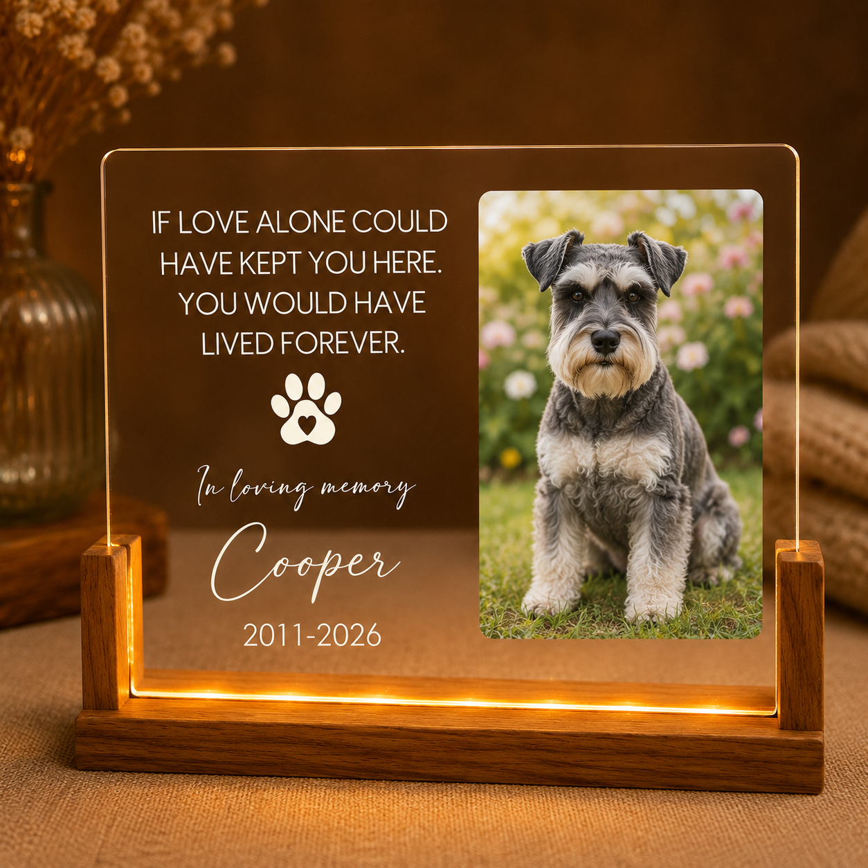 Custom Photo Dog In Loving Memories Wooden LED Light | Personalized Dog Photo LED Night Light | Pet Loss Sympathy Gift TOM99