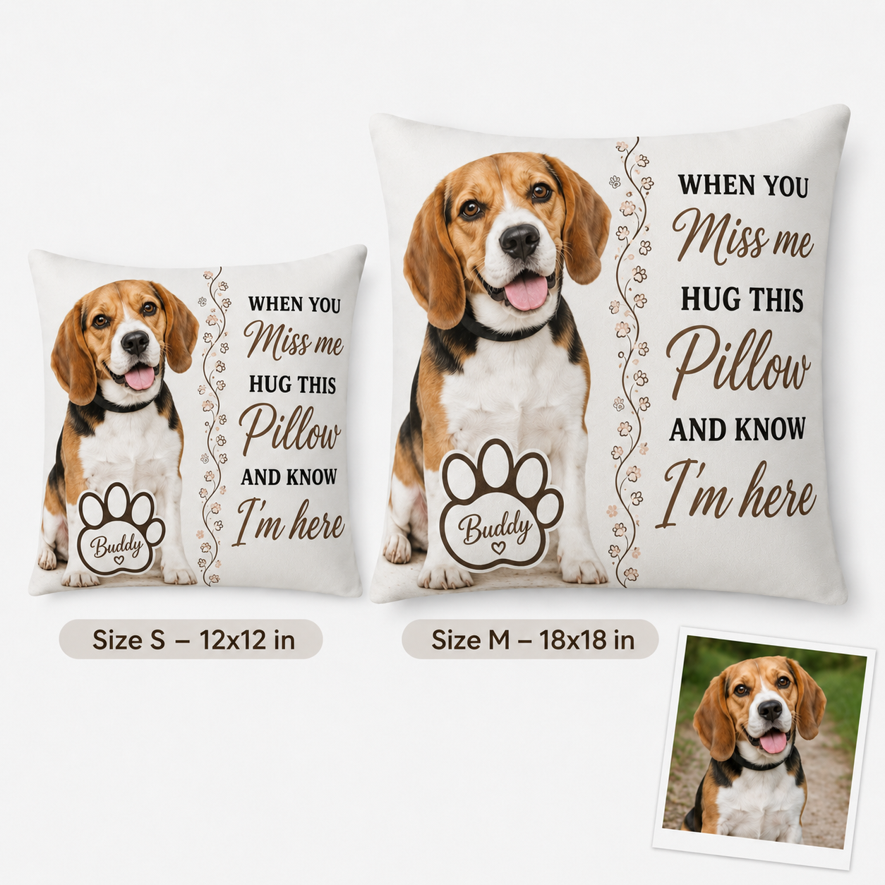 Custom Photo Dog Pillow | Gift For Dog Lovers | Personalized Dog Decor TOM99