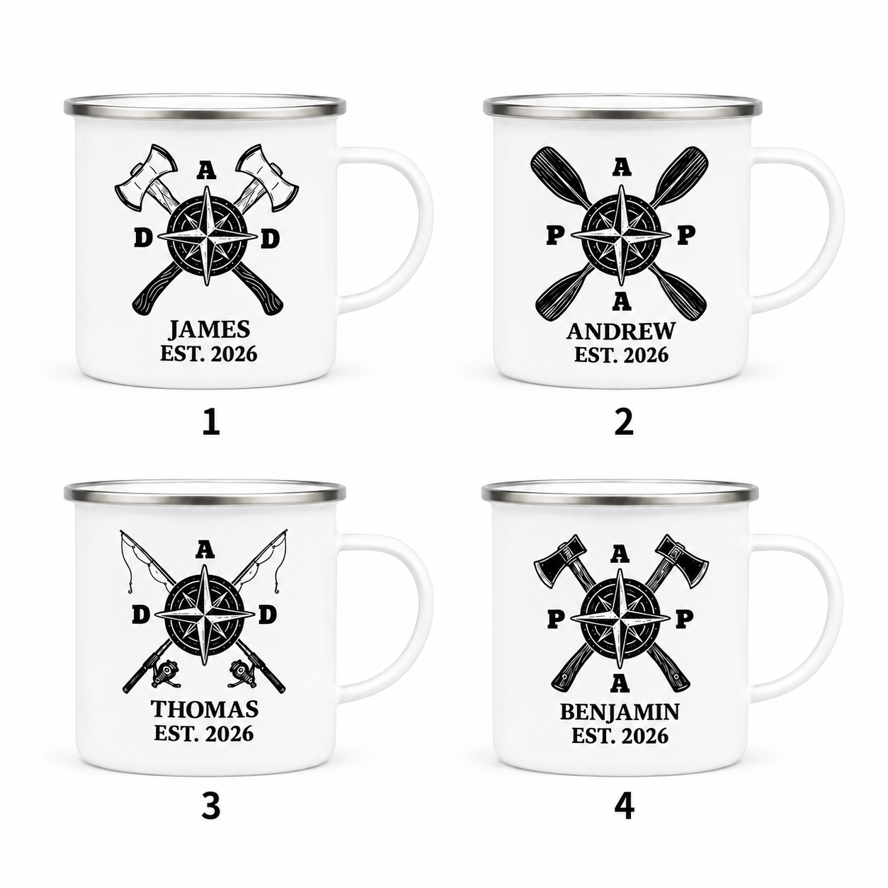 Personalized Dad Fishing Camp Mug 12oz, Custom Dad Enamel Cup, Gift For Dad TOM99