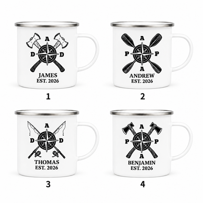 Personalized Dad Fishing Camp Mug 12oz, Custom Dad Enamel Cup, Gift For Dad TOM99