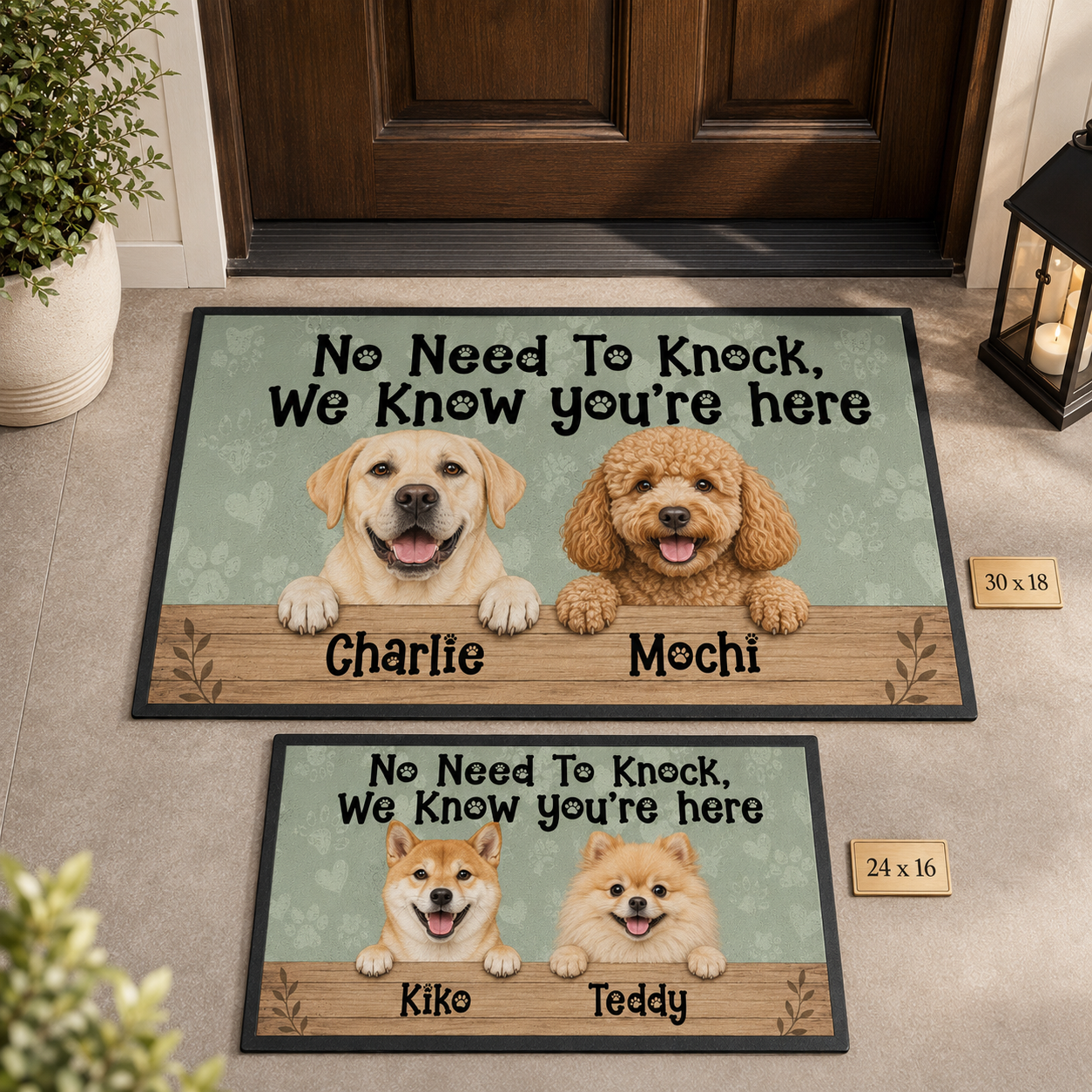 Custom Photo No Need To Knock We Know You're Here Dog Doormat | Photo Pet Doormat | Gift For Dog Lovers