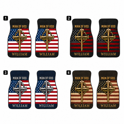 Personalized Dad God Flannel Car Floor Mats, Custom Dad Floor Mats, Gift For Dad TOM99