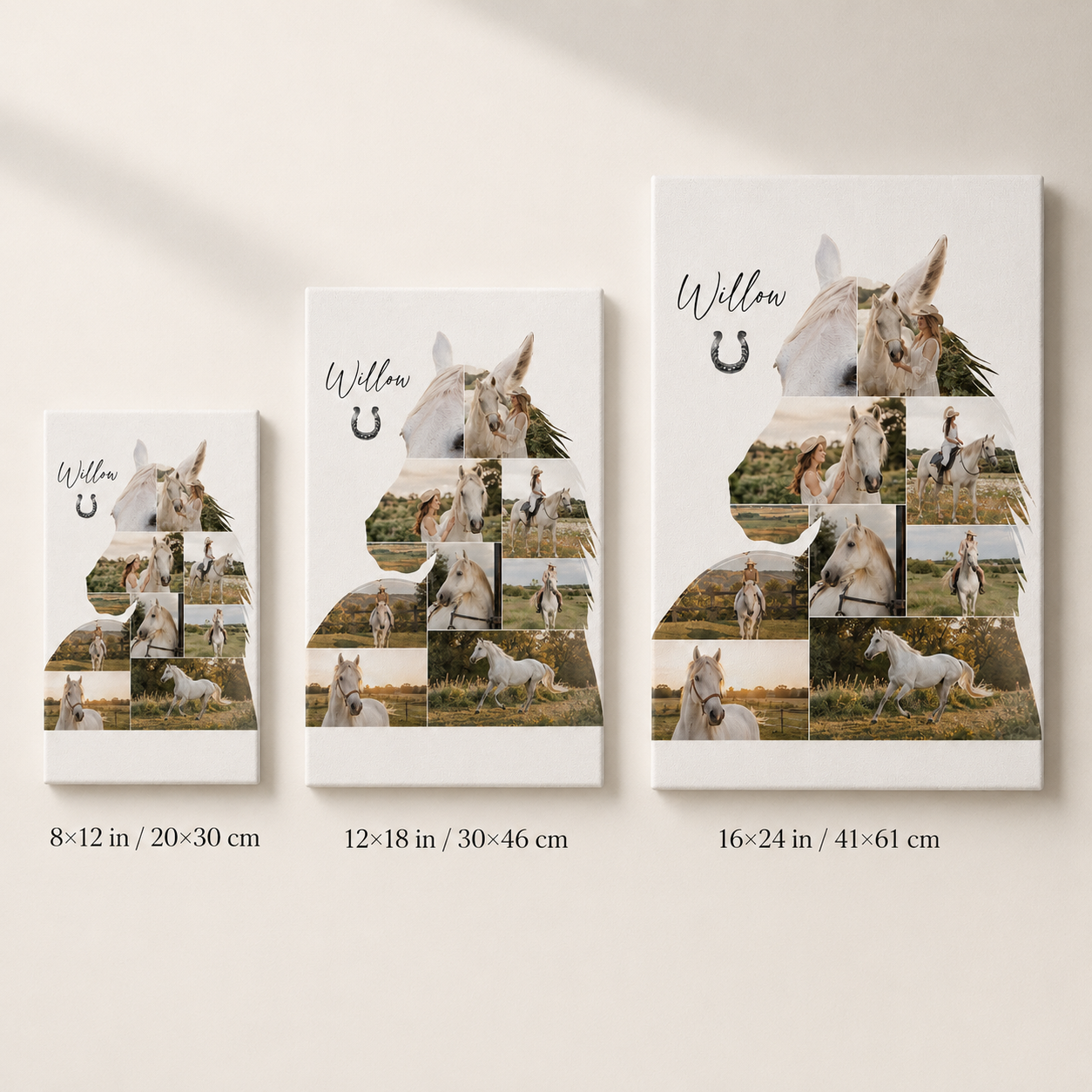 Custom Photo Horse Memories Wall Art Canvas | Personalized Horse Photo Canvas | Gift For Horse Lovers TOM99