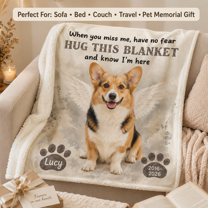 Custom Photo I'm Here Dog Memorial Blanket | Personalized Dog Lovers Gifts | Gift For Dog Lovers TOM99