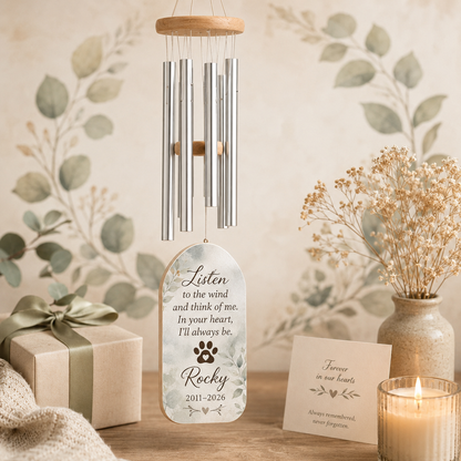 Custom Photo Dog Memory Listen To The Wind Chime | Personalized Dog Lovers Gifts | Gift For Dog Lovers TOM99