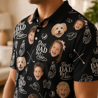 Custom Photo Dog Dad Golf Polo Shirt, Personalized Polo Shirt For Husband Dad Grandfather TOM99