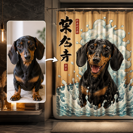 Custom Photo Dog Cowboy Shower Curtain | Gift For Dog Lovers