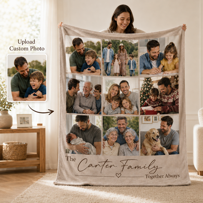 Custom Photo Dad Family Blanket, Personalized Dad Gifts | Gift For Dad TOM99