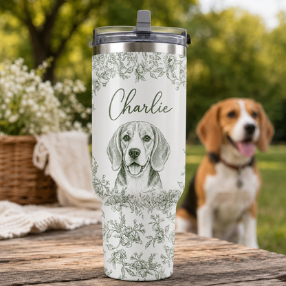 Custom Photo Flower Dog 30oz Tumbler | Gift For Dog Lovers | Pet Lover Gifts TOM99