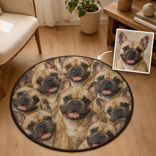 Custom Photo Dog Art Round Carpet | Photo Pet Round Rug | Gift For Dog Lovers