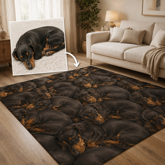 Custom Photo Dog Sleeping Area Rug | Gift For Dog Lovers