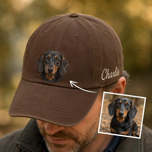 Custom Dog Face Embroidered Hat, Personalized Dog Name Cap, Pet Lover Gift THUC99