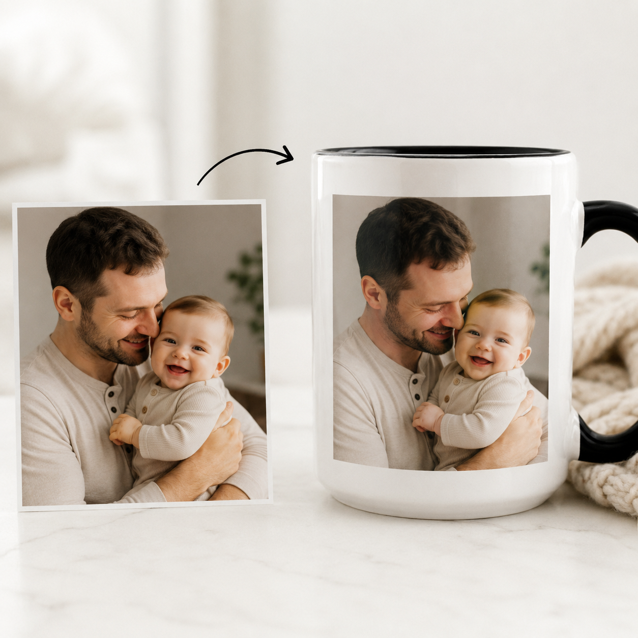 Custom Photo Dad Together Mug, Personalized Mug Mug For Husband Dad Grandfather TOM99
