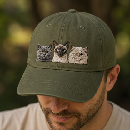 Custom Photo Cat Embroidered Hat | Gift For Cat Lovers Pa99