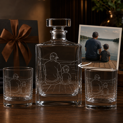 Custom Photo Gift For Dad Whiskey Decanter Set | Personalized Gift For Dad | Father's Day Gifts