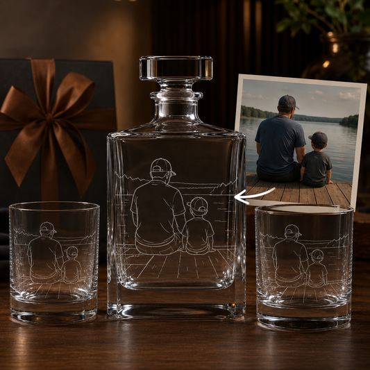 Custom Photo Gift For Dad Whiskey Decanter Set | Personalized Gift For Dad | Father's Day Gifts