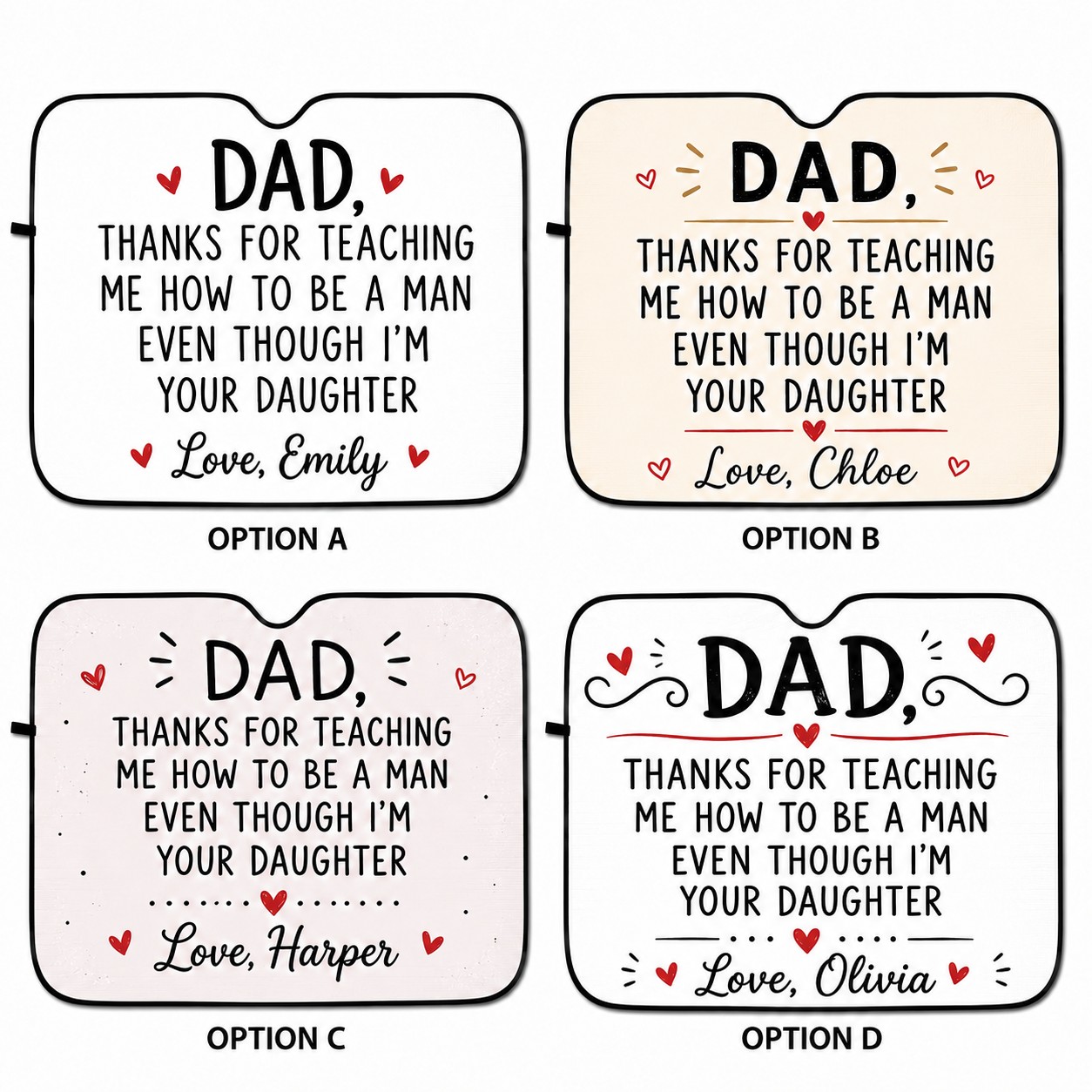 Personalized Thanks Dad Car Windshield Sun Shade, Custom Car Sun Shade for Dad, Gift For Dad TOM99