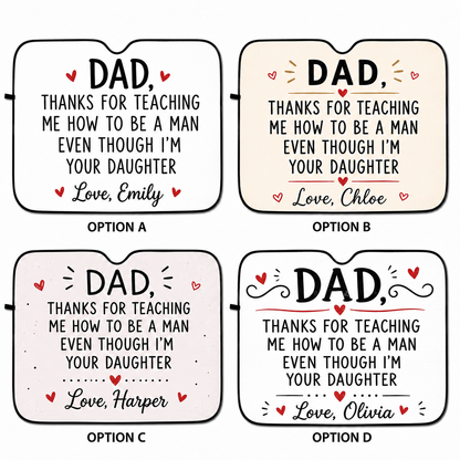 Personalized Thanks Dad Car Windshield Sun Shade, Custom Car Sun Shade for Dad, Gift For Dad TOM99