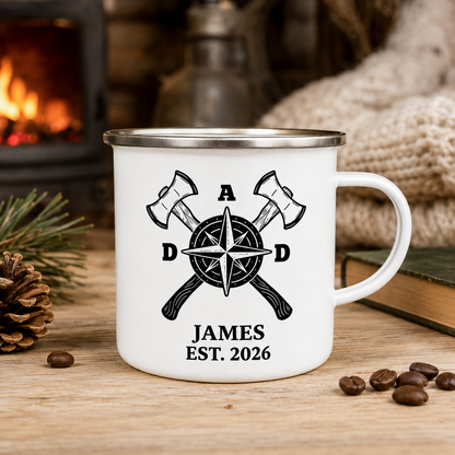 Personalized Dad Fishing Camp Mug 12oz, Custom Dad Enamel Cup, Gift For Dad TOM99