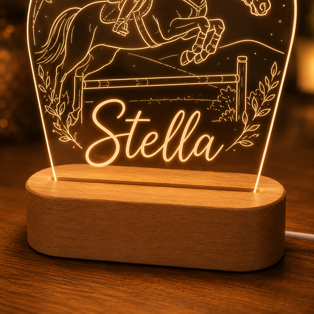 Custom Photo True Horse Wooden Led Light | Personalized Horse Photo Wooden Led Light | Gift For Horse Lovers TOM99