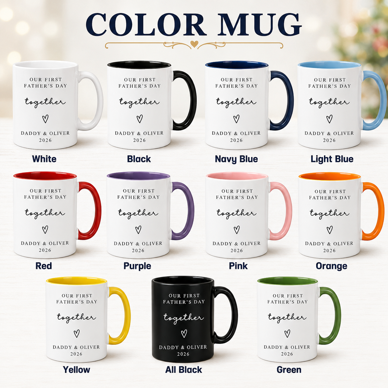 Custom Photo Dad Together Mug, Personalized Mug Mug For Husband Dad Grandfather TOM99