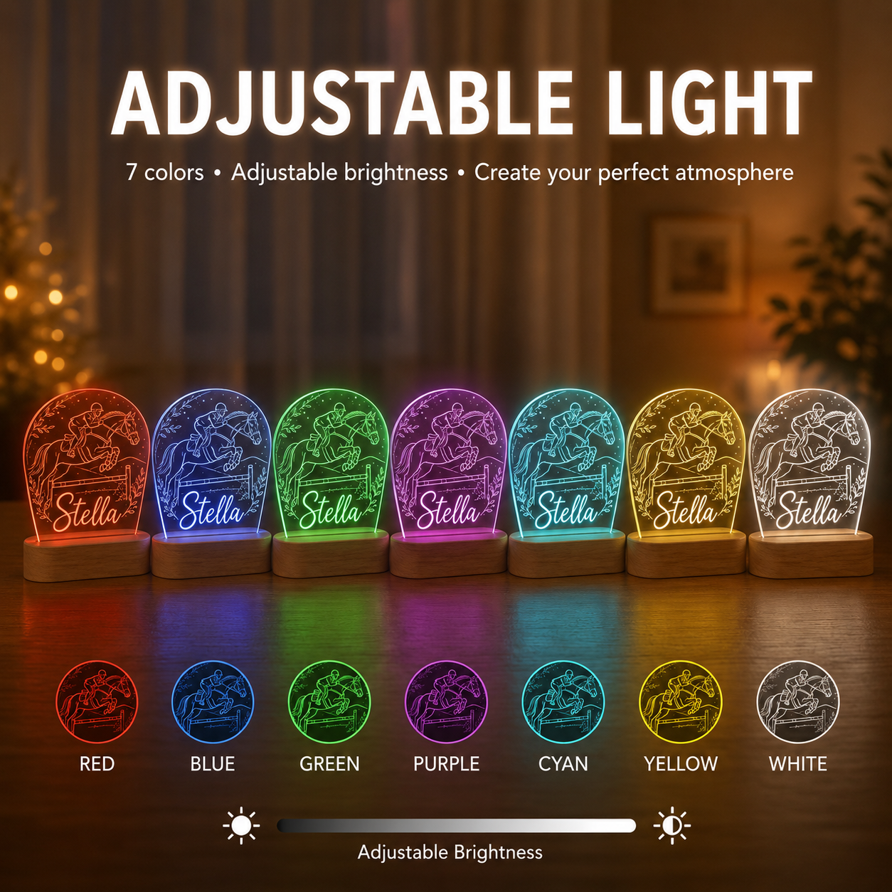 Custom Photo True Horse Wooden Led Light | Personalized Horse Photo Wooden Led Light | Gift For Horse Lovers TOM99