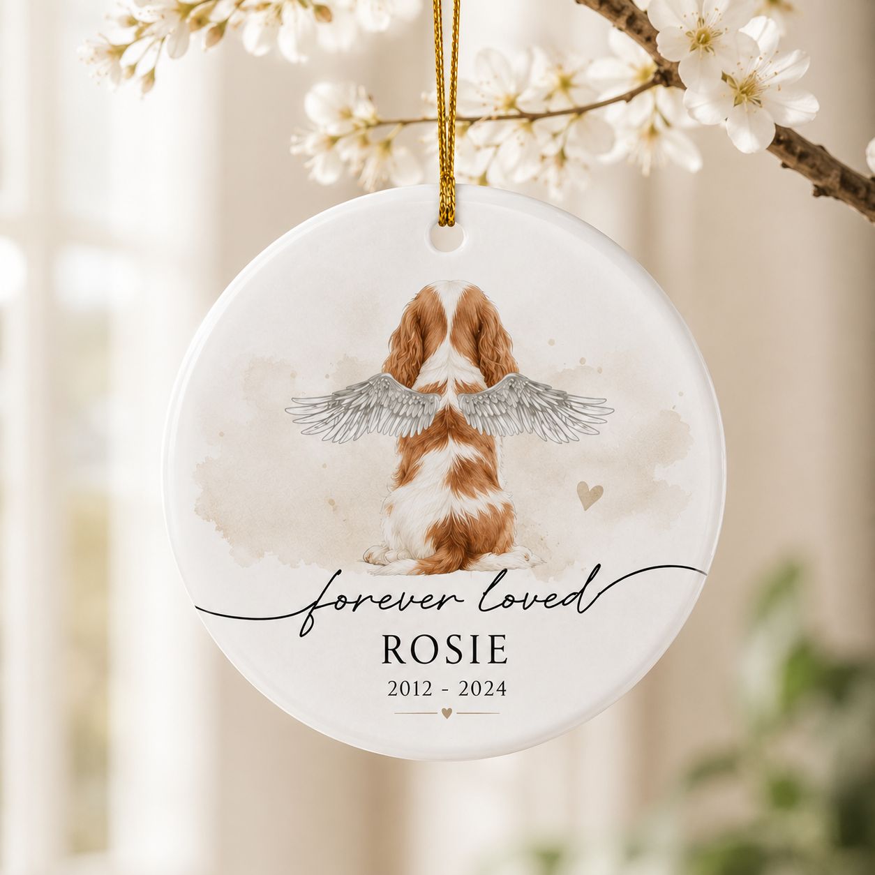 Custom Photo Dog Forever Loved Memorial Ceramic Ornament | Personalized Dog Lovers Gifts | Gift For Dog Lovers TOM99