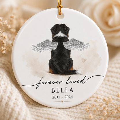 Custom Photo Dog Forever Loved Memorial Ceramic Ornament | Personalized Dog Lovers Gifts | Gift For Dog Lovers TOM99