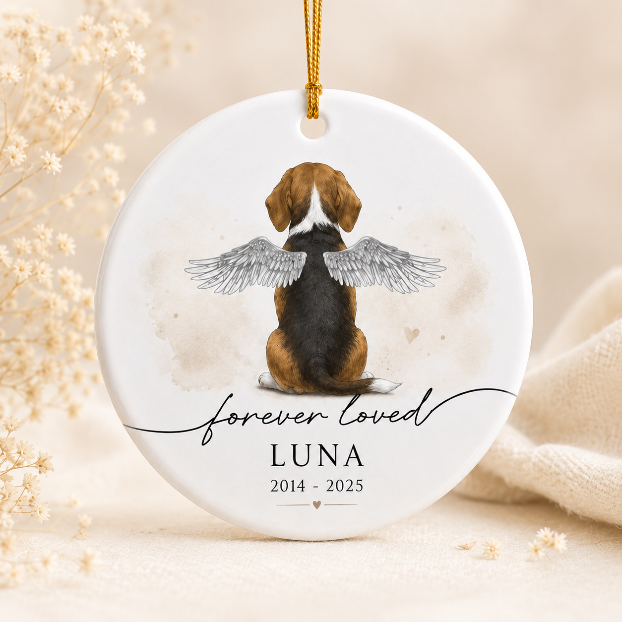 Custom Photo Dog Forever Loved Memorial Ceramic Ornament | Personalized Dog Lovers Gifts | Gift For Dog Lovers TOM99