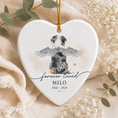 Custom Photo Dog Forever Loved Memorial Ceramic Ornament | Personalized Dog Lovers Gifts | Gift For Dog Lovers TOM99