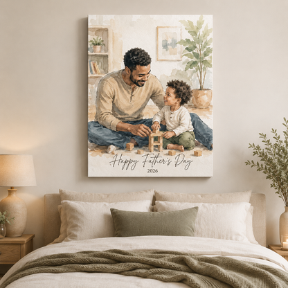 Custom Photo Happy Father's Day Canvas Wall Art - Custom Gift For Dad TOM99