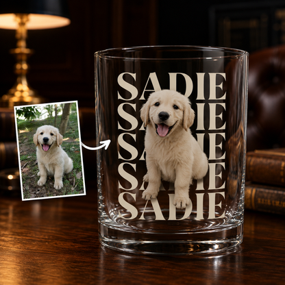 Custom Photo Dog Whiskey Glass | Personalized Pet Photo Gifts | Gift For Dog Lovers