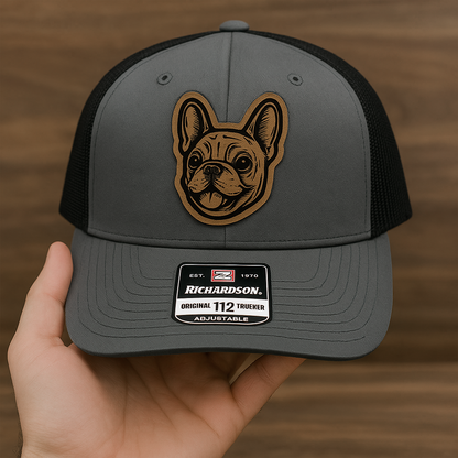 Custom Pet Photo Trucker Hat – Personalized Leather Patch Hat – Dog Portrait Gift – Custom Pet Face Hat P99A8