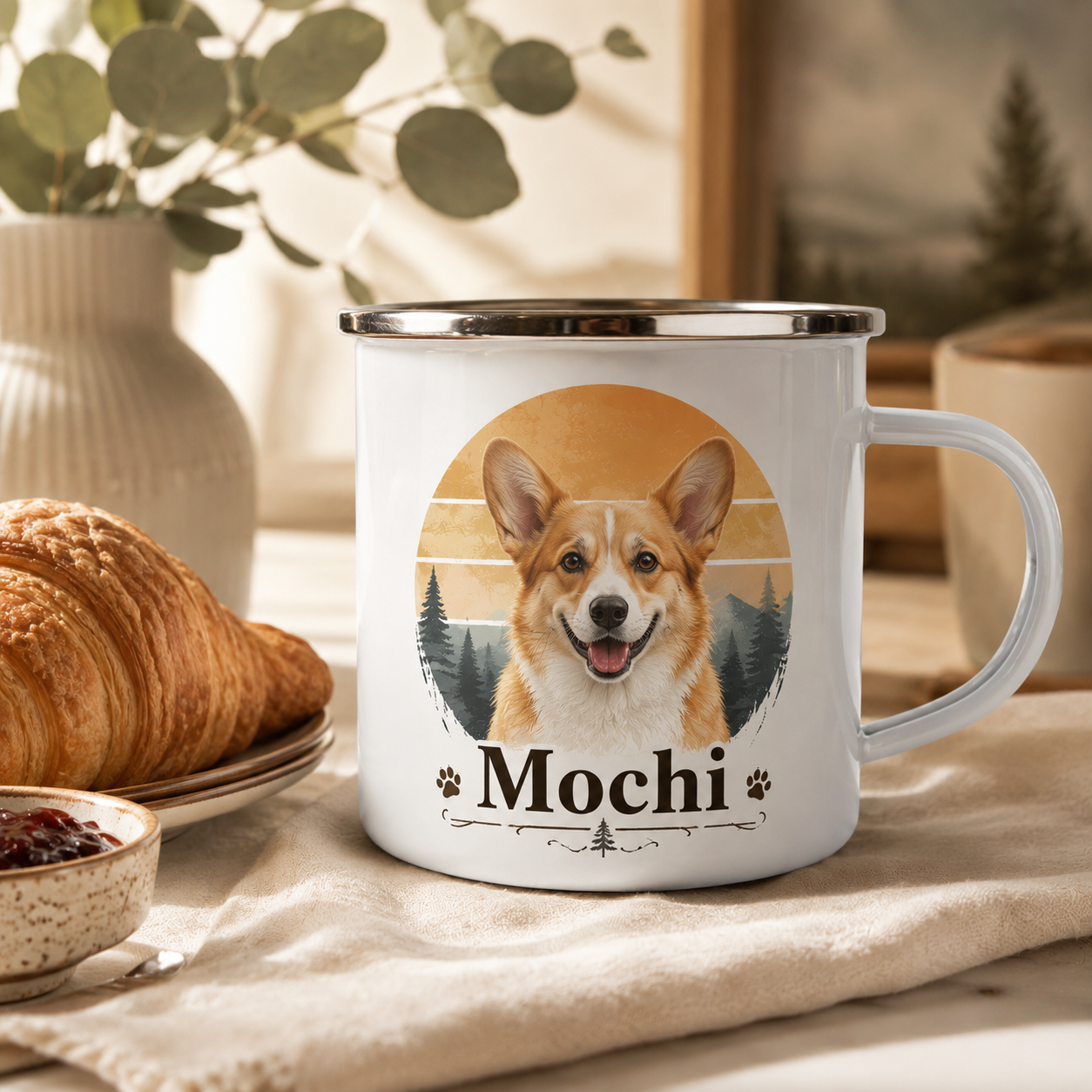 Custom Photo Vintage Dog Camping Mug | Gift For Dog Lovers Pa99