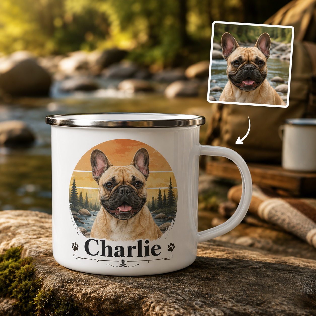 Custom Photo Vintage Dog Camping Mug | Gift For Dog Lovers Pa99