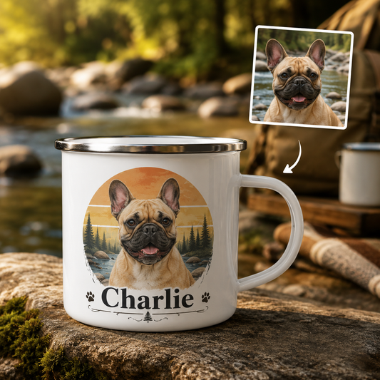 Custom Photo Vintage Dog Camping Mug | Gift For Dog Lovers Pa99