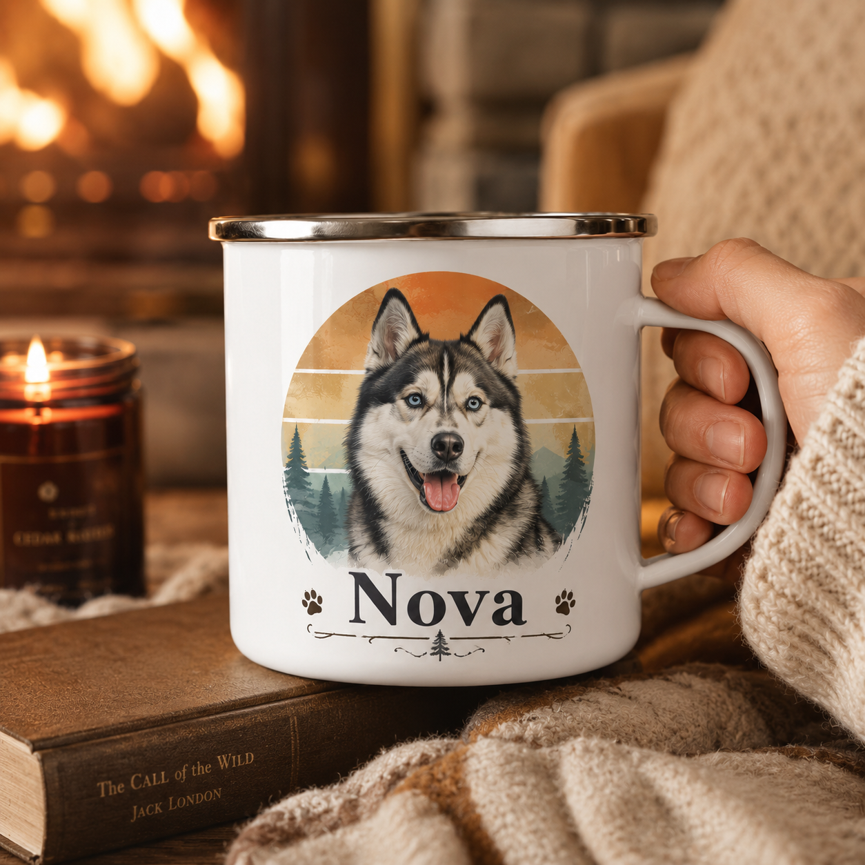 Custom Photo Vintage Dog Camping Mug | Gift For Dog Lovers Pa99