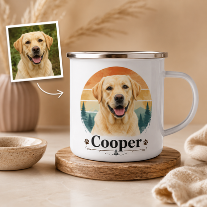 Custom Photo Vintage Dog Camping Mug | Gift For Dog Lovers Pa99