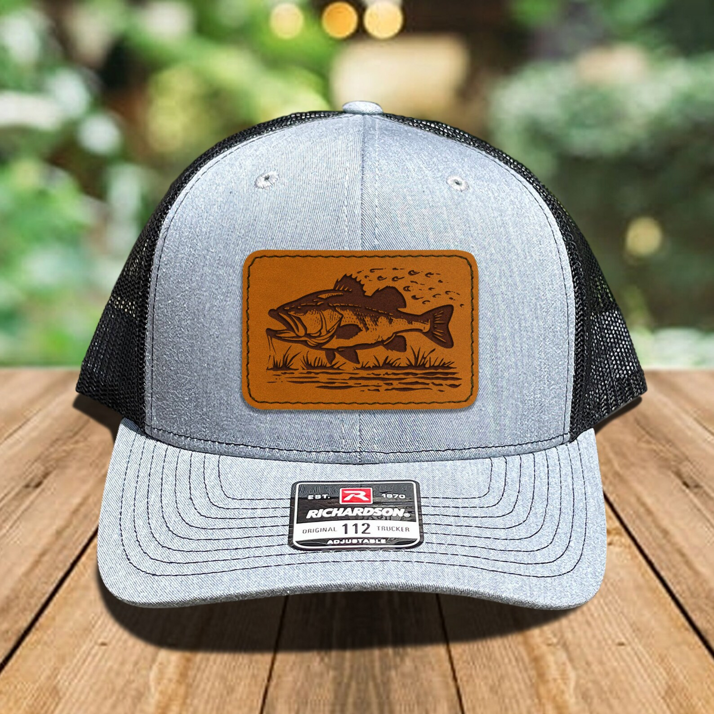Bass Fishing Trucker Hat | Leather Patch Hat | Gift For Fisherman | Dad Gift