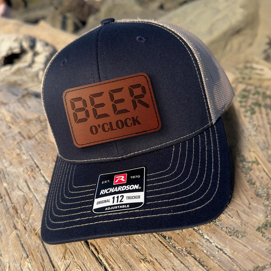 Beer O'clock Trucker Hat | Leather Patch Hat | Gift For Friend