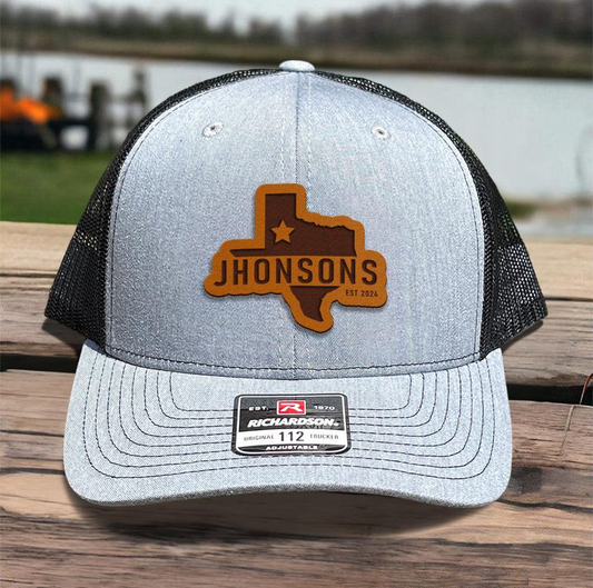 Custom Name And State Trucker Hat | Personalized Leather Patch Hat | Funny Gift For Friend | TNH342