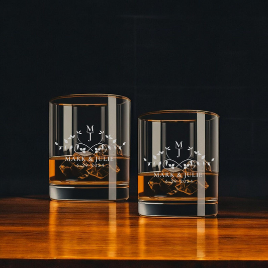 Personalized Whiskey Glass Set | Engagement Gift | Set of Rocks Glasses