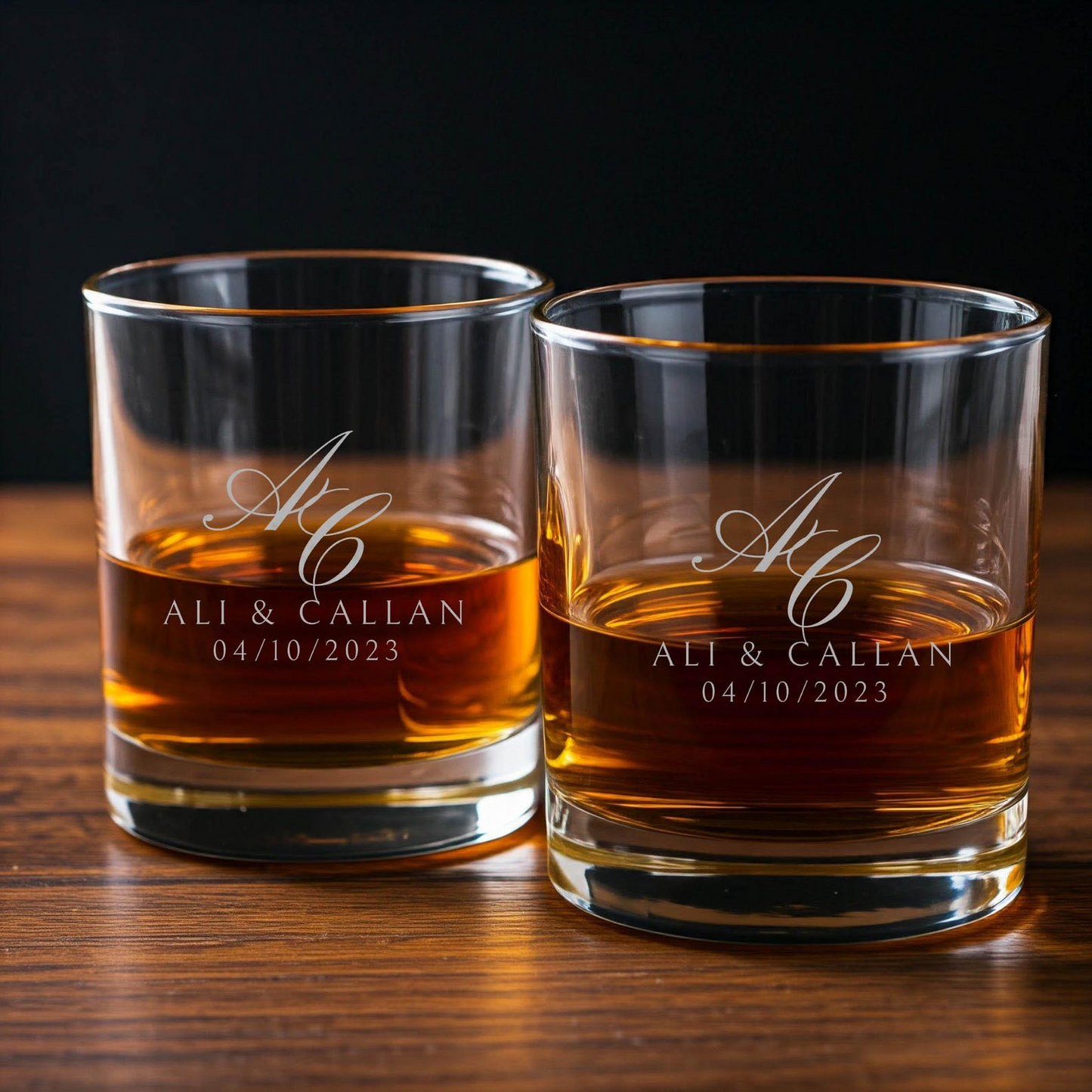 Personalized Whiskey Glass Set | Engagement Gift | Set of Rocks Glasses