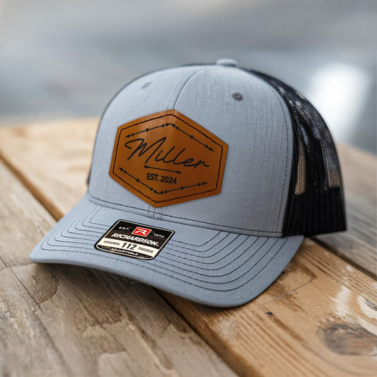 Custom Name Groomsmen Hat | Personalized Leather Patch Hat | Wedding Party Hats | TNH001.1