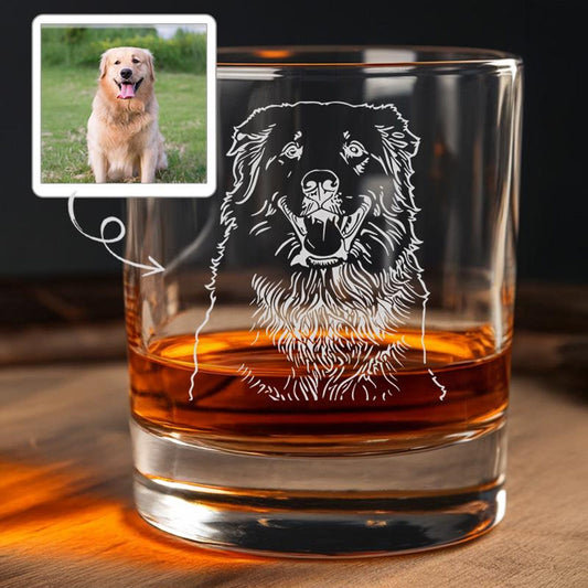 Custom Photo With Pet Whiskey Glass | Engraved Photo Whiskey Glass For Dog Lovers